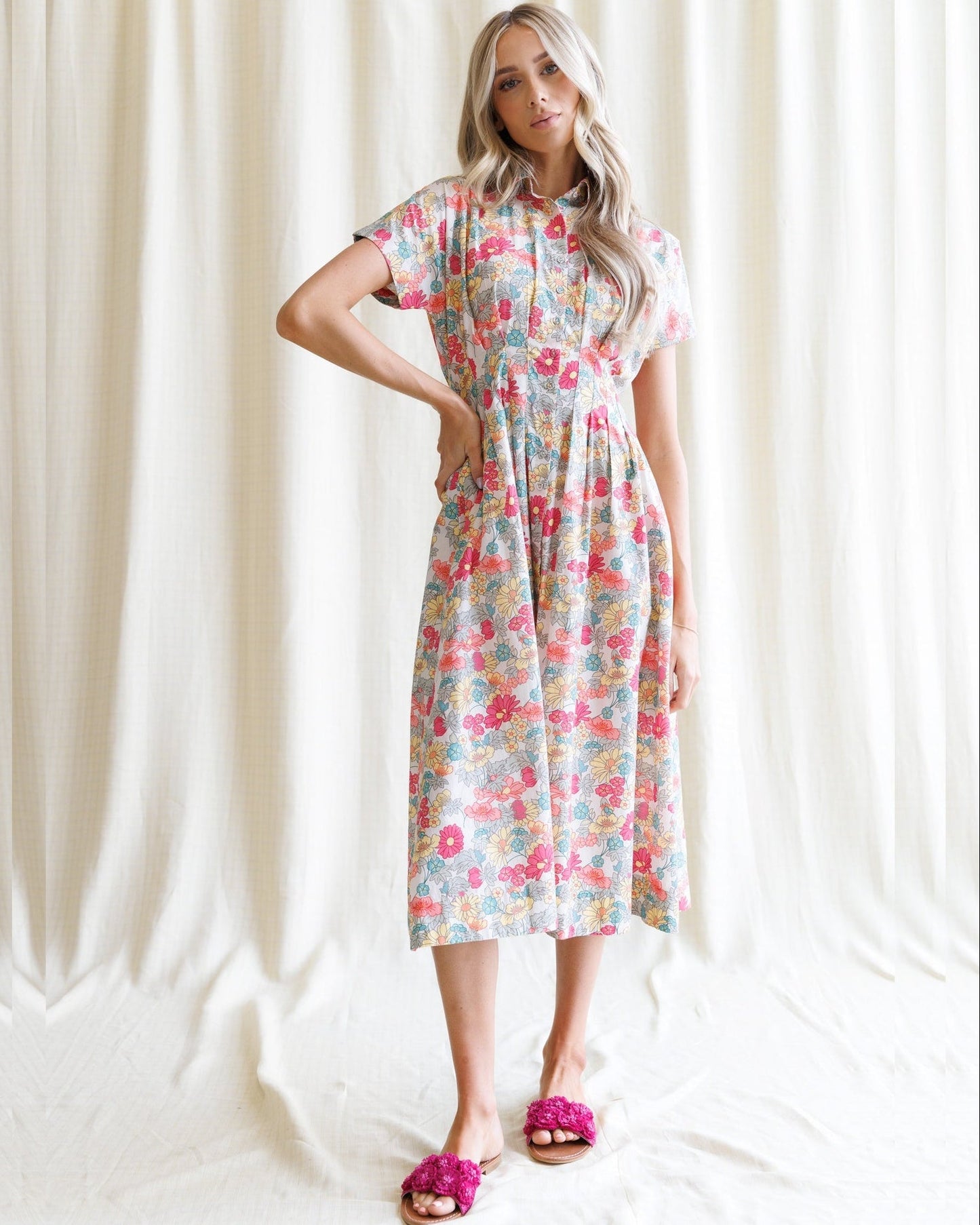 Pleated Shirtdress